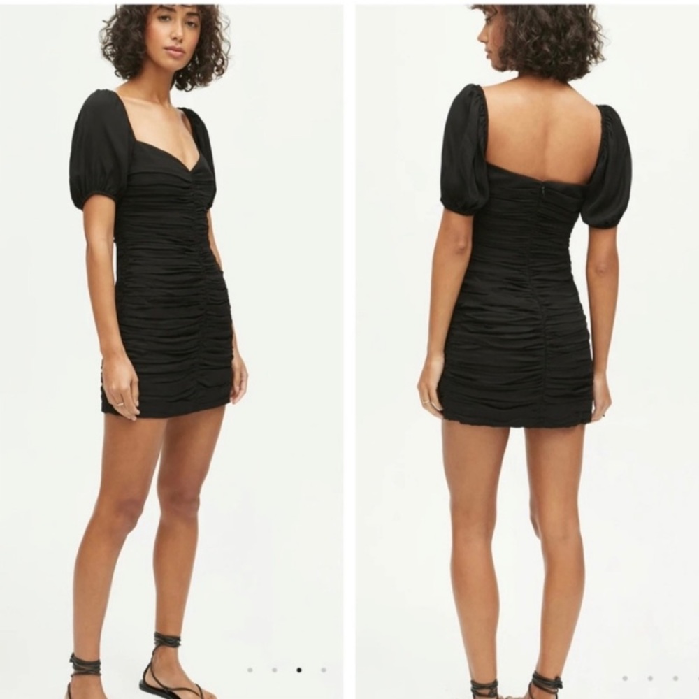 NWT esme Ruched Puff-Sleeve Minidress